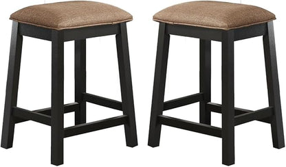GTU Furniture 24-inch Counter Height Backless Barstools - Black, Wood Leg, Fabric Seat, Set of 2
