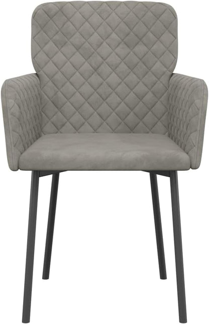 Light Grey Velvet Dining Chair Set of 2 Modern Accent Chairs Ergonomic 19W 16.9D 17.3H for Kitchen Dining Room Living Room Small Space Comfortable Upholstered Seat