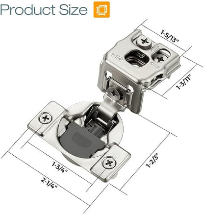 HOME EDIT 10 Pack 5 Pairs 1-1/4 inch Overlay Soft Close Cabinet Hinges for Kitchen, Stainless Steel Three-Way Adjustable, Concealed Self-Closing Door Hinges