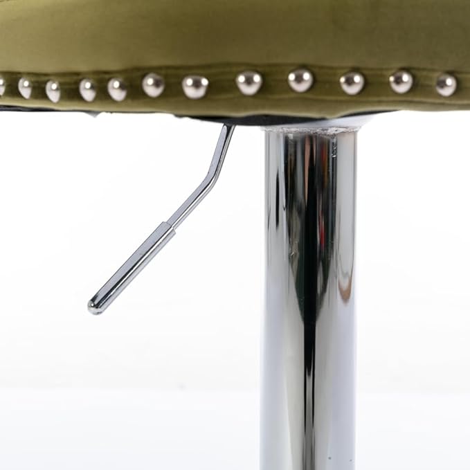 17.7 inch Base, Modern Upholstered Bar Stools with Backs Comfortable Tufted for Home Pub and Kitchen Island,Gray,Set of 2 (Foam + Olive Green + Velvet)