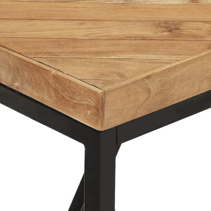 Natural Solid Acacia Wood Dining Table, Rectangular Kitchen Island for 4 People, Durable Indoor Room Furniture with Chevron Pattern Finish