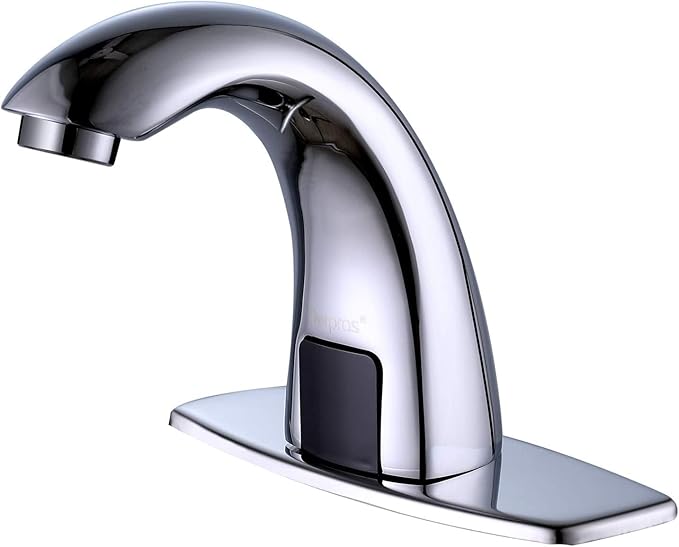 Touchless Bathroom Faucet with Automatic Sensor Function, Bathroom Sink Faucet with Hole Cover Plate, Chrome