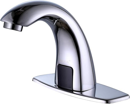 Touchless Bathroom Faucet with Automatic Sensor Function, Bathroom Sink Faucet with Hole Cover Plate, Chrome