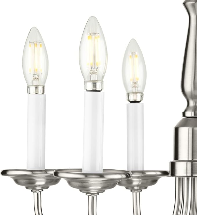Progress Lighting 5-Light Candles Traditional Chandelier Light, Indoor, P4009-09, Brushed Nickel