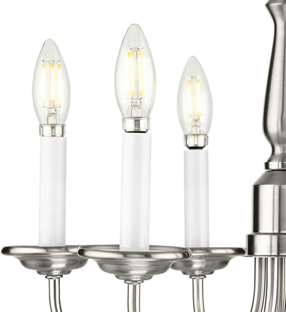 Progress Lighting 5-Light Candles Traditional Chandelier Light, Indoor, P4009-09, Brushed Nickel