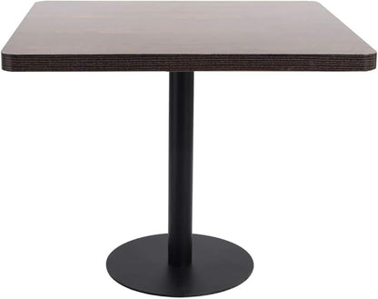 Dark Brown Square Bistro Table 31.5 in MDF Top with Black Steel Legs Modern Dinette for 2 Compact Dining Solution for Apartment Kitchen Café Bar and Small Dining Room