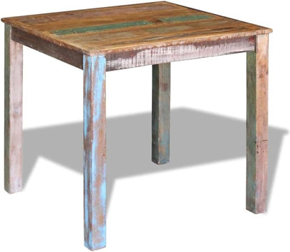 Small Dining Table 32.3 x 31.5 x 29.9 in Solid Reclaimed Wood Rectangular Vintage Kitchen Table Seats 4 Compact Rustic for Dining Room Small Spaces Apartment
