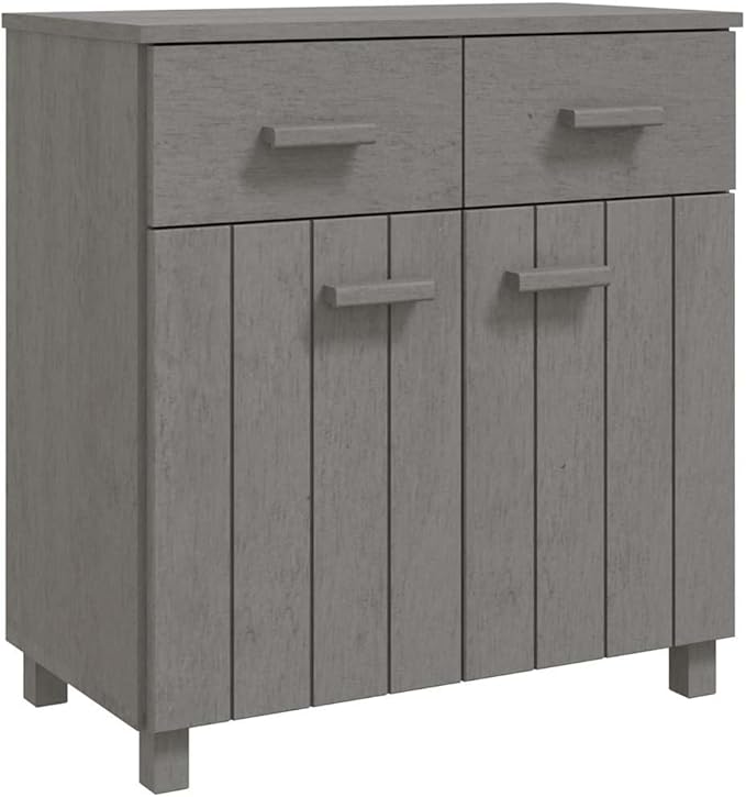 Sideboard Buffet Cabinet 31.1x15.7x31.5 in Light Grey Solid Pine Coffee Bar Console Cupboard for Living Room Entryway Kitchen Storage