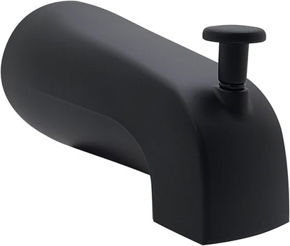 Westbrass E531D-1F-2-62 5-1/4" Reach Wall Mount Tub Spout with Front Diverter, Matte Black (2-Pack)