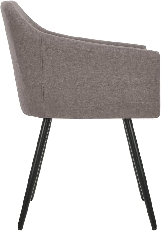 4-Piece Taupe Fabric Dining Chairs Set with Metal Frame, Modern Farmhouse Kitchen Chairs for Dining Room and Home, Ergonomic Curved Design with Thick Padding and Armrests (Assembly Required)