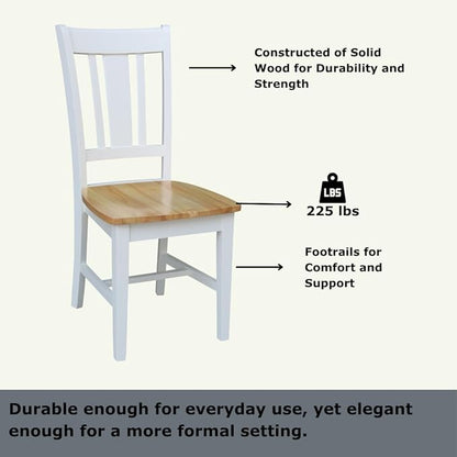 International Concepts San Remo SplatBack Dining Chairs Set of 2 White/Natural Parawood Construction - Solid Wood|17.3" W x 21.9" D x 38.2" H | 225 lb Weight Capacity - Chairs, White/Natural