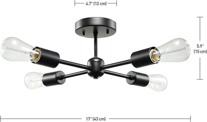 Globe Electric 66008 Vane 4-Light Flush Mount Ceiling Light, Matte Black