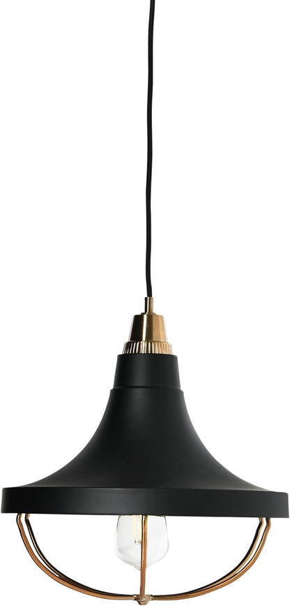 Presley - Caged Trumpet Metal Ceiling Light, Brushed Brass and Matte Black