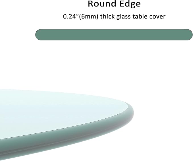 1 Inch Thick Round Tempered Glass Table Top Clear Glass Polished Edge for Kitchen Island or Conference Table Shatterproof Design
