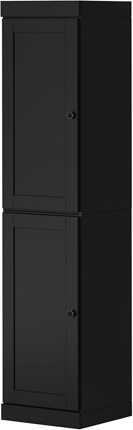 Palace Imports Solid Wood Pantry Cabinet - Tall Narrow Storage Cabinet with Raised Panel Doors - 16.5" W x 71.5" H - Black, Kitchen Cupboard, Adjustable Shelves, 100% Eco-Friendly Wood, Modular