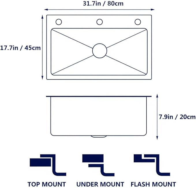 ARTLINE Stainless Steel Kitchen Sink, Drop In Single Bowl Sink, Topmount Workstation Sink with Sliding Accessories, Farmhouse Workstation sink with Multiple Accessories (31.5 x 17.7in)
