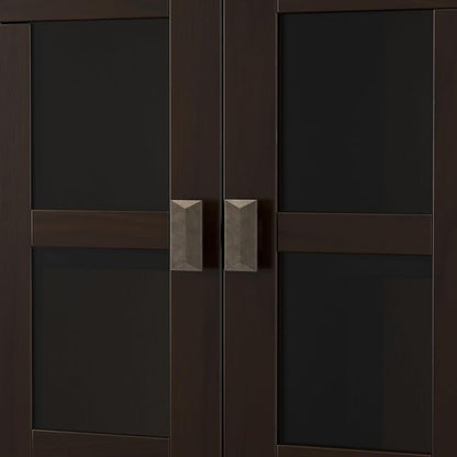 SIMPLIHOME Artisan Storage Cabinet - 38 inch Wide Solid Wood Medium Cabinet in Tobacco Brown, Transitional Accent Cabinet for Living Room or Dining Room with Glass Doors and Adjustable Shelves