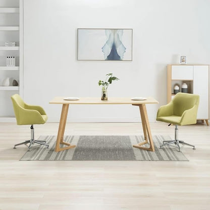 Set of 2 Green Fabric Swivel Dining Chairs with Adjustable Height 360-Degree Rotation Modern Scandinavian Design for Kitchen Dining Room Office