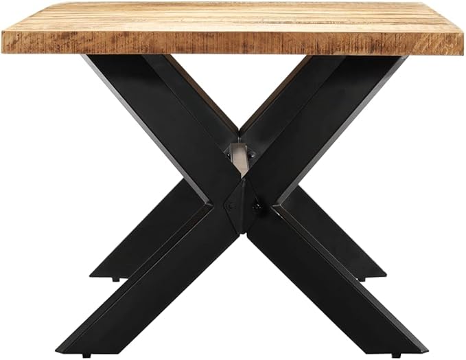 Industrial Dining Table Brown Solid Mango Wood 78.7 x 39.4 x 29.5 in Hairpin Leg Seats 6 Rustic Modern Rectangular Kitchen or Living Room Area