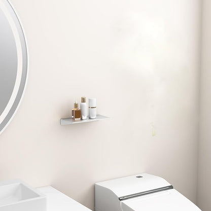 Danpoo Small Floating Shelf for Wall Storage, Mini Display Shelf for Collectibles, Metal Wall Shelf for Bathroom/Living Room/Kitchen/Bedroom(Silver, 8")