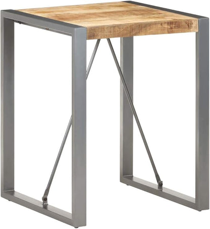 23.6" Brown Mango Wood Dining Table with Steel Frame, Compact for Small Spaces