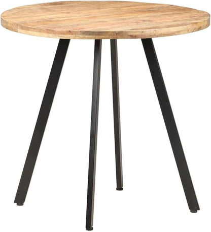 Round Dining Table Natural Mango Wood Small Kitchen Table with Industrial Powder-Coated Iron Legs for Compact Dining Rooms Seats 4 Indoor Furniture