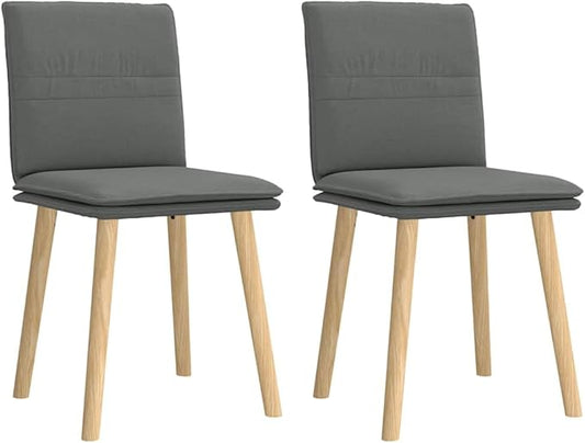 Dining Chairs Set of 2 Dark Grey Solid Rubber Wood Frame with Polyester Upholstery Ergonomic Design for Modern Farmhouse Kitchen and Dining Room