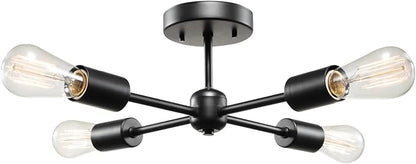 Globe Electric 66008 Vane 4-Light Flush Mount Ceiling Light, Matte Black