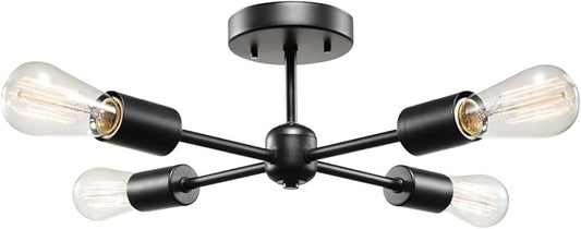 Globe Electric 66008 Vane 4-Light Flush Mount Ceiling Light, Matte Black