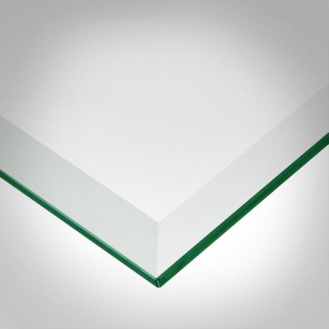 Dulles Glass 16 inch Square Glass Table Top - Tempered - 1/2" Thick Glass Surface, Safe Beveled Edge, Eased Corners, Multipurpose for Dining Table, Patio, Coffee and End Table