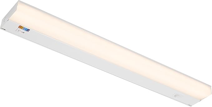 Maxxima 24 in. Hardwired LED Under Cabinet Light - 950 Lumens, 5 CCT, Color Temperature Slide Control, 2700K/3000K/3500K/4000K/5000K, Kitchen and Indoor Lighting Fixture, White, On/Off Switch, ETL