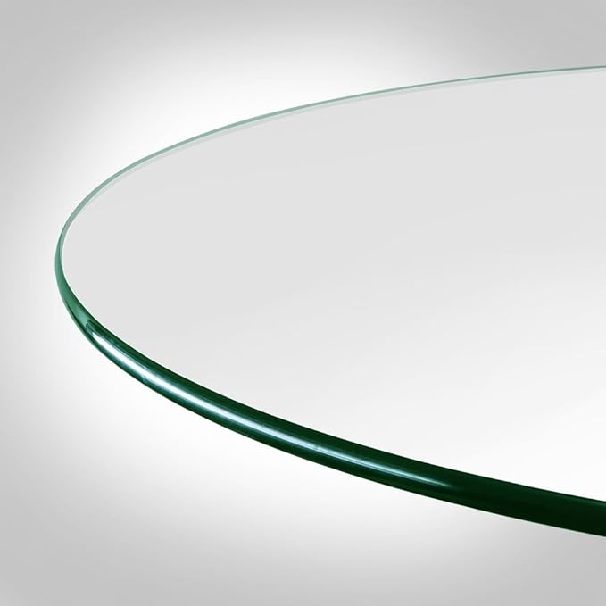 Dulles Glass 34 inch Round Glass Table Top - Tempered - 3/8" Thick Glass Surface, Safe Pencil Edge, Multipurpose for Dining Table, Patio, Coffee and End Table