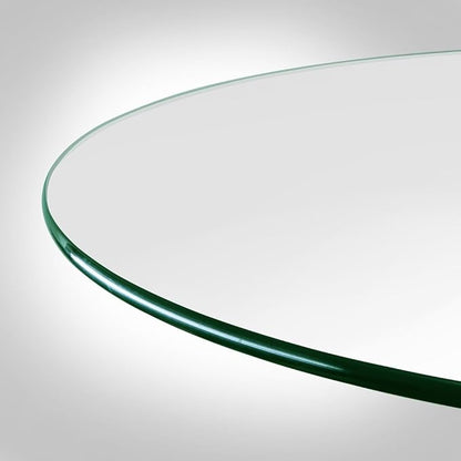 Dulles Glass 34 inch Round Glass Table Top - Tempered - 3/8" Thick Glass Surface, Safe Pencil Edge, Multipurpose for Dining Table, Patio, Coffee and End Table