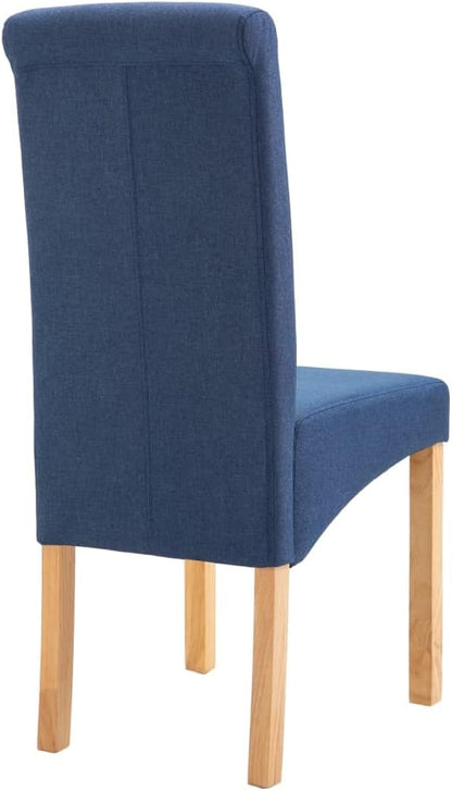 Modern Dining Chairs Set of 4 Blue Fabric Upholstered Wooden Frame Accent Chairs for Dining Room Kitchen Living Room Farmhouse Furniture