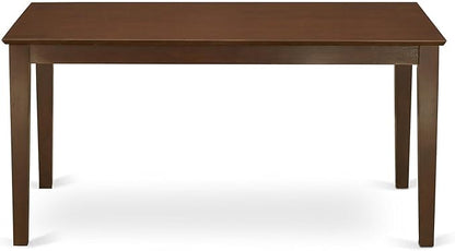 HomeStock 7 Piece Dining Table Set Consist of a Rectangle Kitchen Table and 6 Cream Linen Fabric Parson Dining Chairs, 36x60 Inch, Mahogany