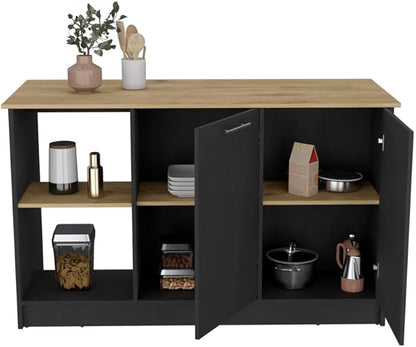 GOWE Kitchen Island Padua, Kitchen, Black/Macadamia