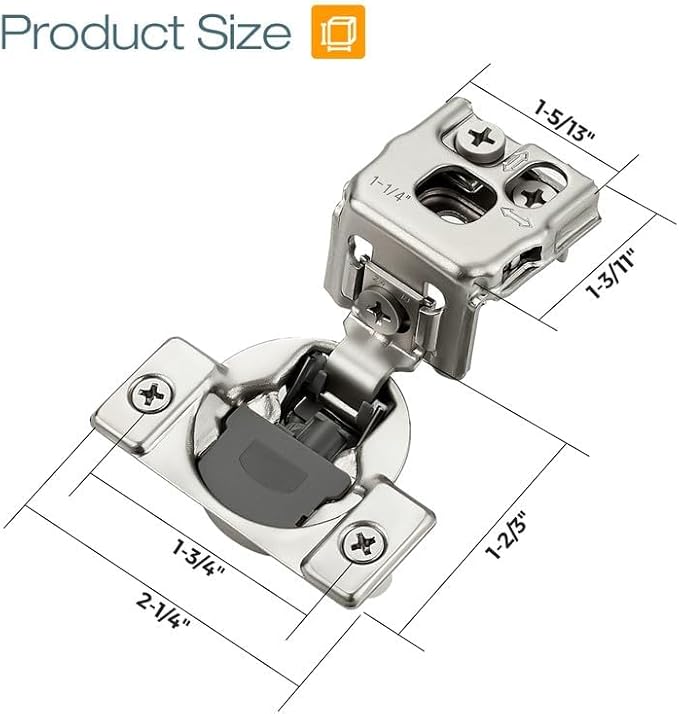 HOME EDIT 50 Pack 25 Pairs 1-1/4 inch Overlay Soft Close Cabinet Hinges for Kitchen, Stainless Steel Three-Way Adjustable, Concealed Self-Closing Door Hinges