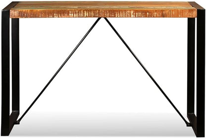 Industrial Dining Table, 47.2 in Long, Solid Reclaimed Wood Kitchen Furniture for Small Spaces, Unique Grain Pattern, Seats 4 People