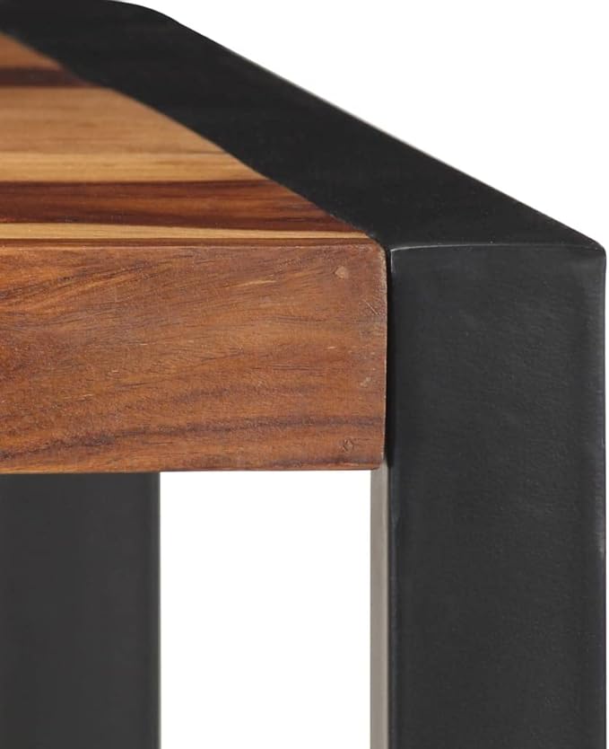 47.2" Dining Table Solid Acacia Wood Brown Rectangle Kitchen & Dining Room Table Seats 4 for Small Spaces Industrial Style Modern Easy Assembly