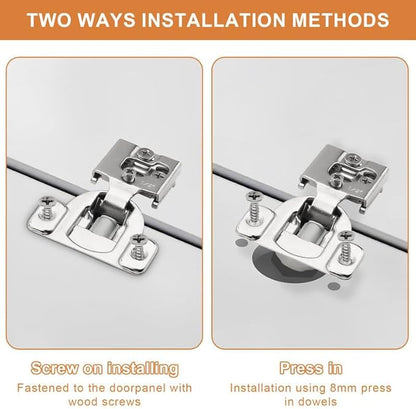 Probrico 20 Pair -40 Pcs 1/2 Inch Overlay Cabinet Hinges, Stainless Steel Soft Close Face Frame Hinges for Kitchen, Concealed Self-Closing Door Hinges
