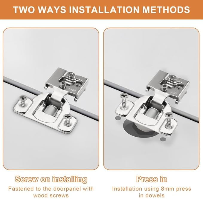 Probrico 5 Pair -10 Pcs 1/2 Inch Overlay Cabinet Hinges, Stainless Steel Soft Close Face Frame Hinges for Kitchen, Concealed Self-Closing Door Hinges