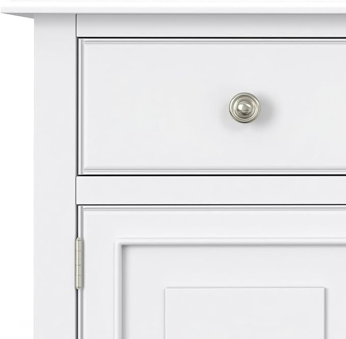 SIMPLIHOME Connaught 51-inch Wide Solid Wood Storage Cabinet in White for the Entryway, Mudroom, 3 Drawers and Adjustable Shelves, Traditional Style, Space-Saving Design