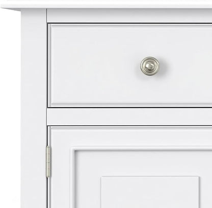 SIMPLIHOME Connaught 51-inch Wide Solid Wood Storage Cabinet in White for the Entryway, Mudroom, 3 Drawers and Adjustable Shelves, Traditional Style, Space-Saving Design