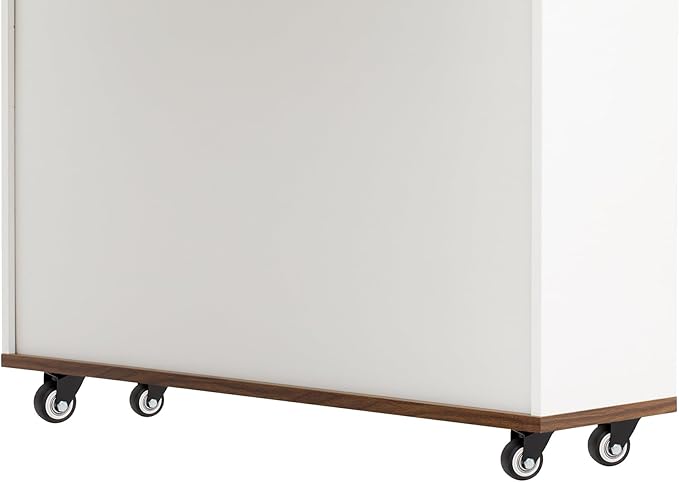 Extendable Kitchen Island Table: 1 Table 3 Sizes 19.9" to 73.8" - Rolling Mobile Dining Table with Power Outlet & Storage - Space-Saving for Small Apartments & Open Kitchens