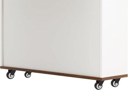Extendable Kitchen Island Table: 1 Table 3 Sizes 19.9" to 73.8" - Rolling Mobile Dining Table with Power Outlet & Storage - Space-Saving for Small Apartments & Open Kitchens