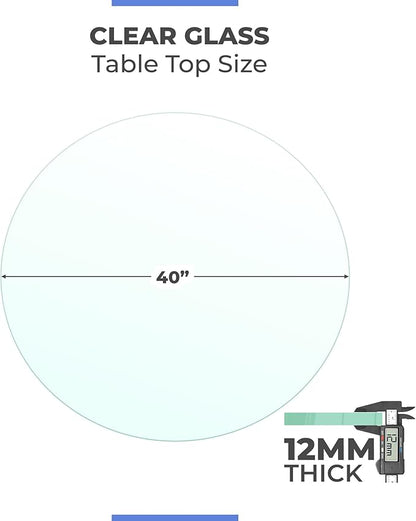 40" Inch Round Glass Table Top 1/2" Thick Tempered Beveled Edge by Fab Glass and Mirror