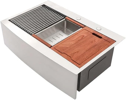 Logmey 36 Inch Drop in Farmhouse Kitchen Sink 36x22 Stainless Steel Workstation Topmount Apron Front Farm Sink 16 Gauge Single Bowl 10" Deep Sinks 36x22x10