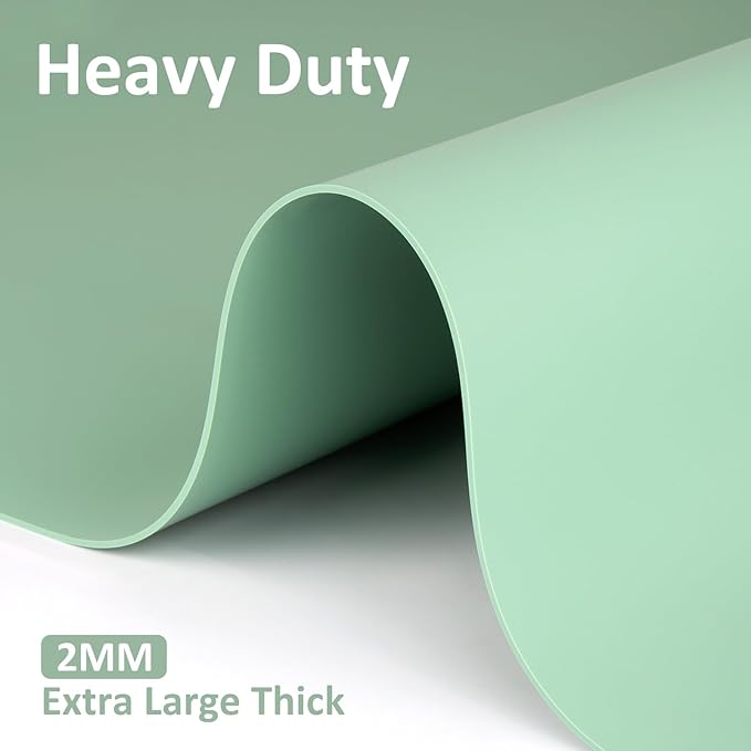 Silicone Mats for Kitchen Counter, Nonslip Silicone Mats for Crafts Countertop Protector Heat Resistant Mat (78.7” x 24” x 0.08”, Light Green)