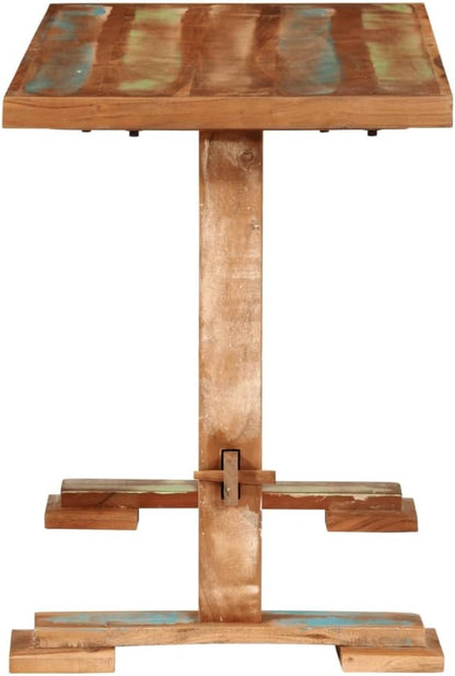 Dining Table Multicolor Solid Reclaimed Wood Rectangular Kitchen Table for Small Dining Room and Compact Spaces