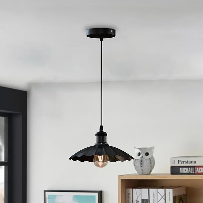 Industrial Vintage Pendant Light Adjustable Hanging Fixture Retro E26 Lamp Holder for Indoor Lighting Metal Shade Ceiling Lamp for Bedroom, Kitchen, Bar, Cafe